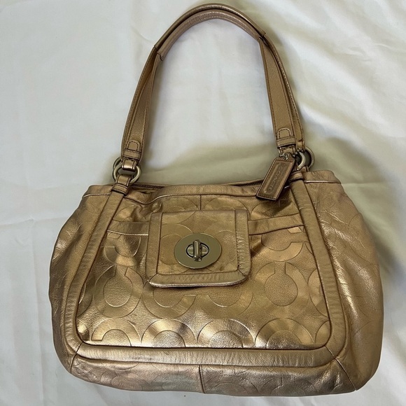 Coach Large Rose Gold Leather Satchel Bag - Picture 1 of 13